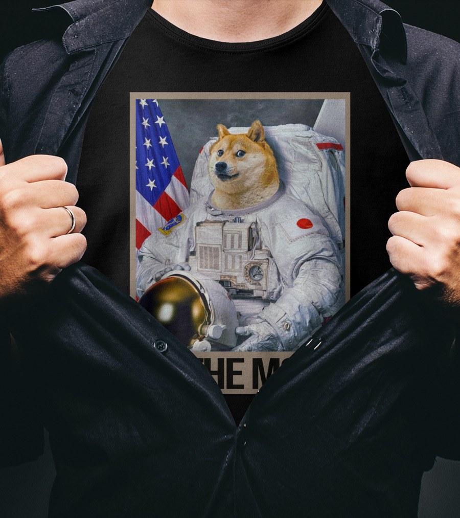 Shibainu Dogecoin Astronaut To The Moon T-Shirt