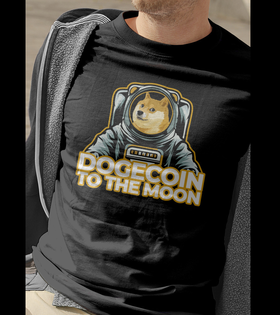 Shiba Dogecoin Astronaut Journey To The Moon T-Shirt