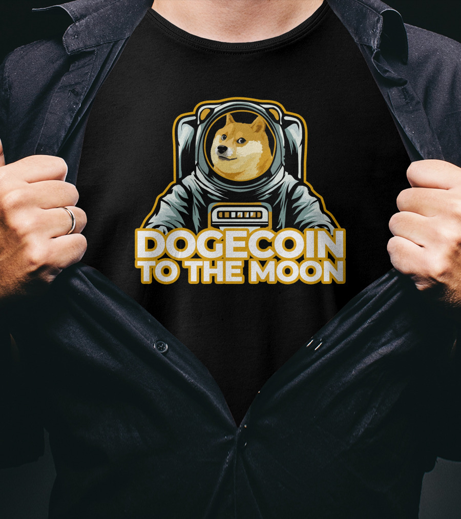 Shiba Dogecoin Astronaut Journey To The Moon T-Shirt