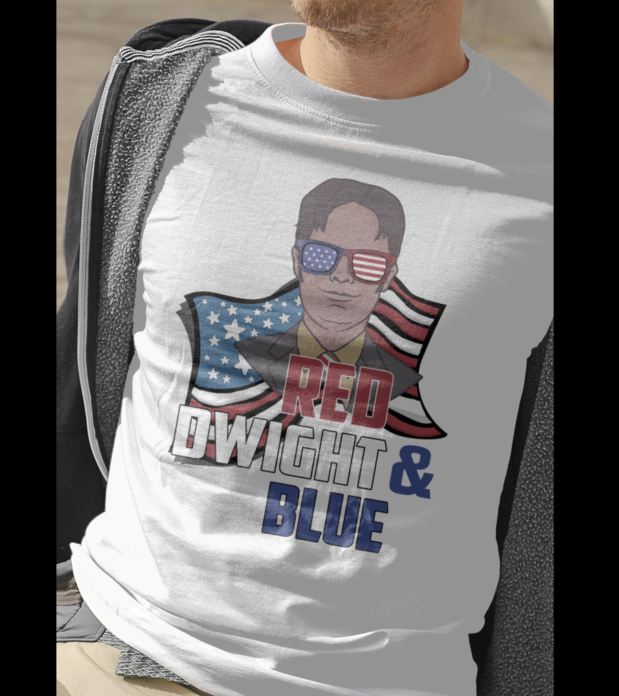 Dwight Red White And Blue Glasses American Flag T-Shirt