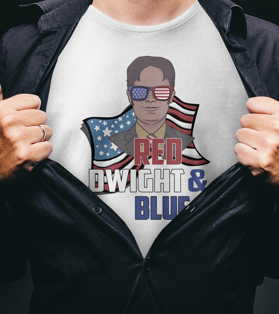 Dwight Red White And Blue Glasses American Flag T-Shirt