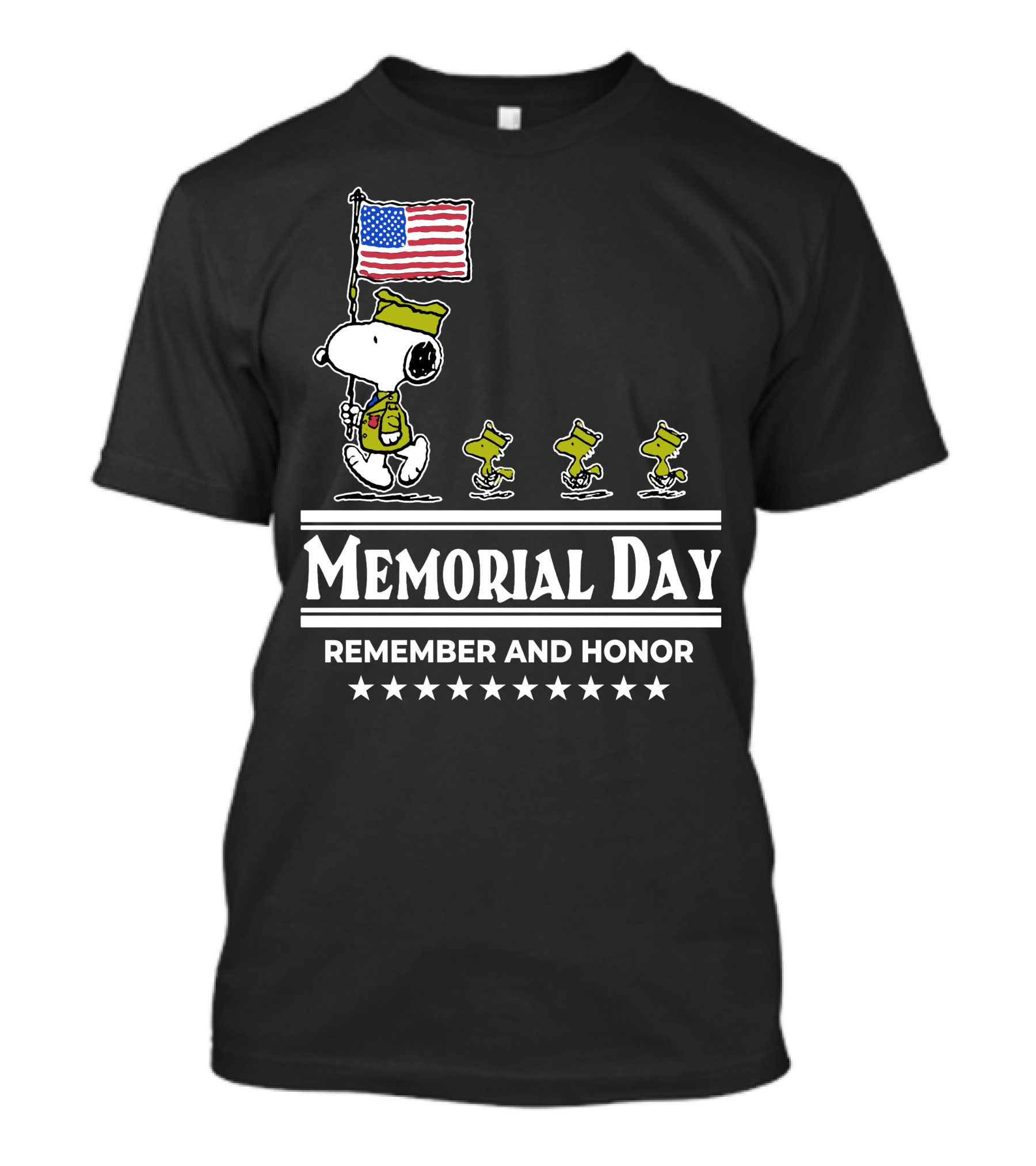 Snoopy Woodstock American Flag Memorial Day Remember And Honor T-Shirt