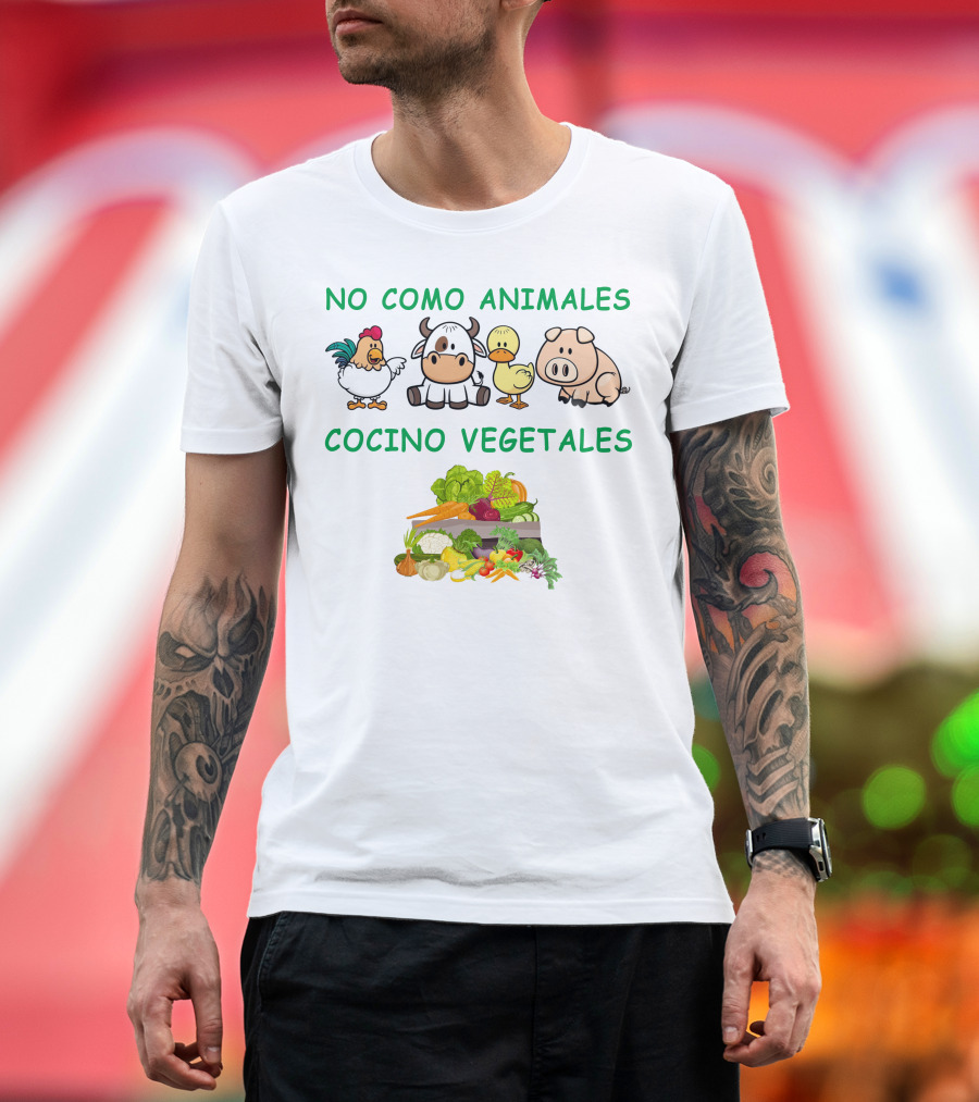 No Como Animales Cocino Vegetales Granja Pollo Vaca Pato Cerdo Verduras T-Shirt