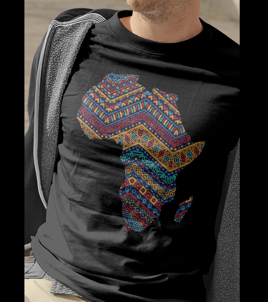 Africa Flag Kente Cloth Black Pride African American Map T-Shirt