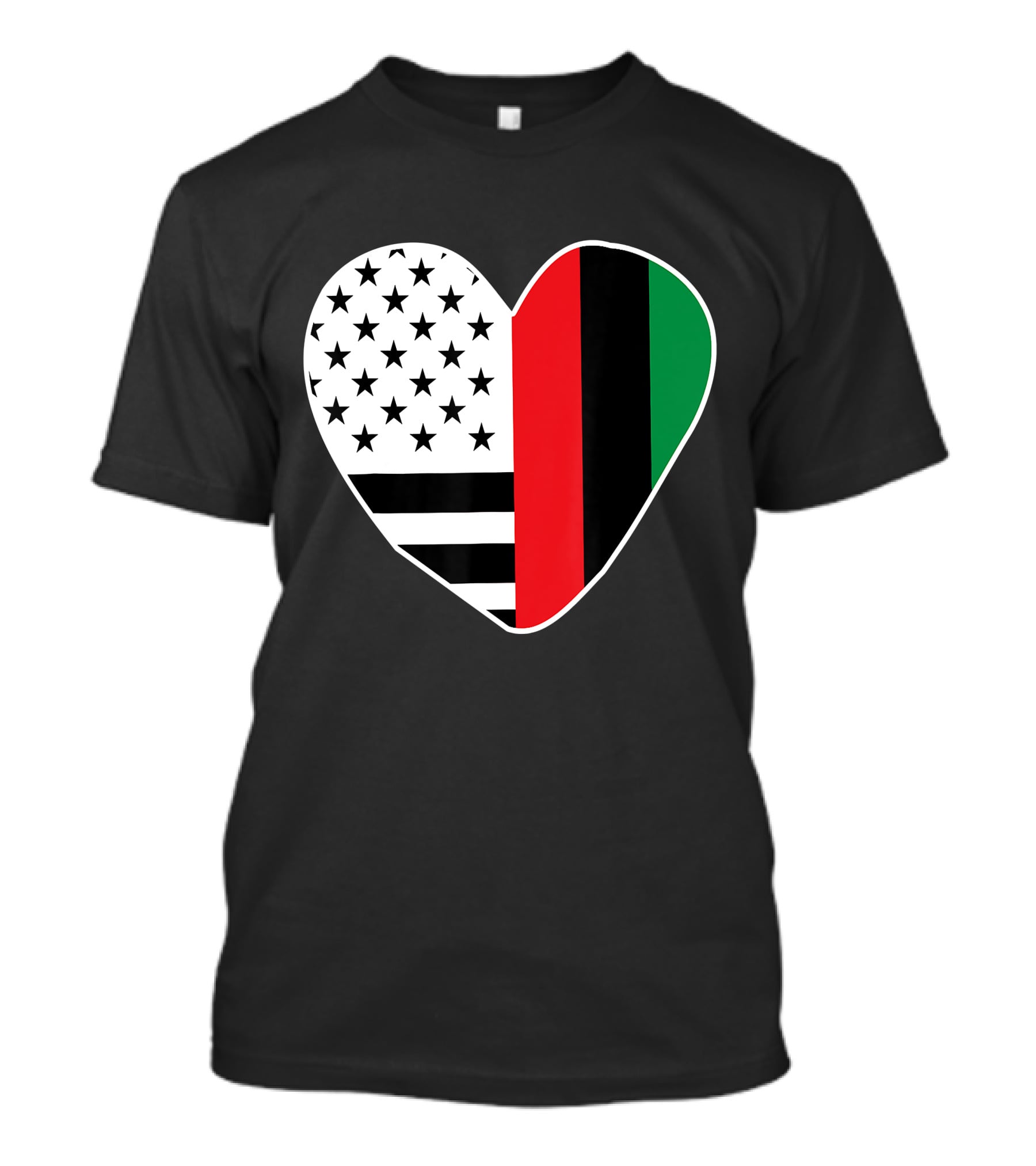 African American Black History Month Heart With USA And Pan-African Colors T-Shirt
