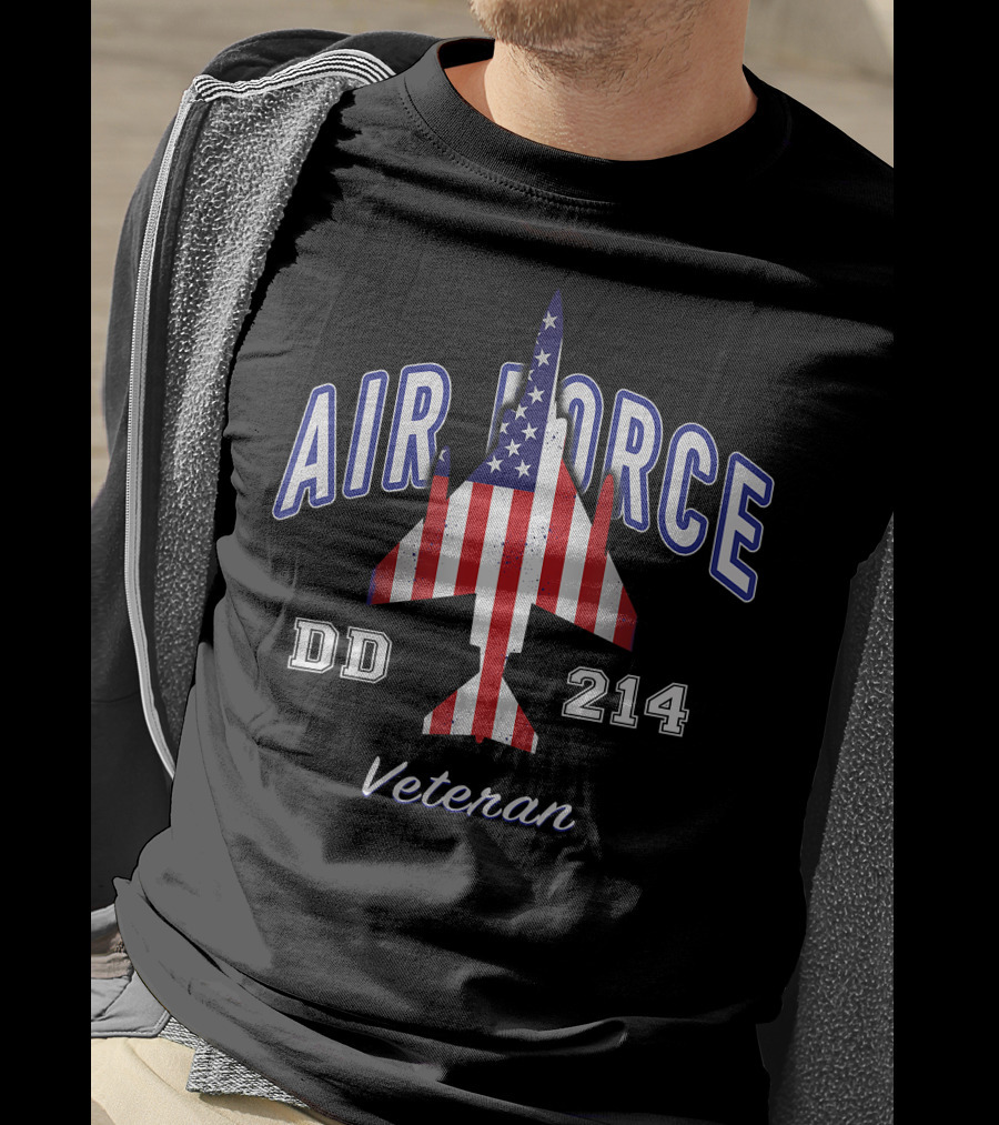 Air Force DD 214 Veteran American Flag Phantom T-Shirt