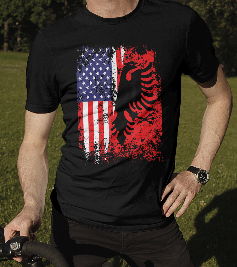 USA American Albania Flag Patriotic Albanian American Flag T-Shirt