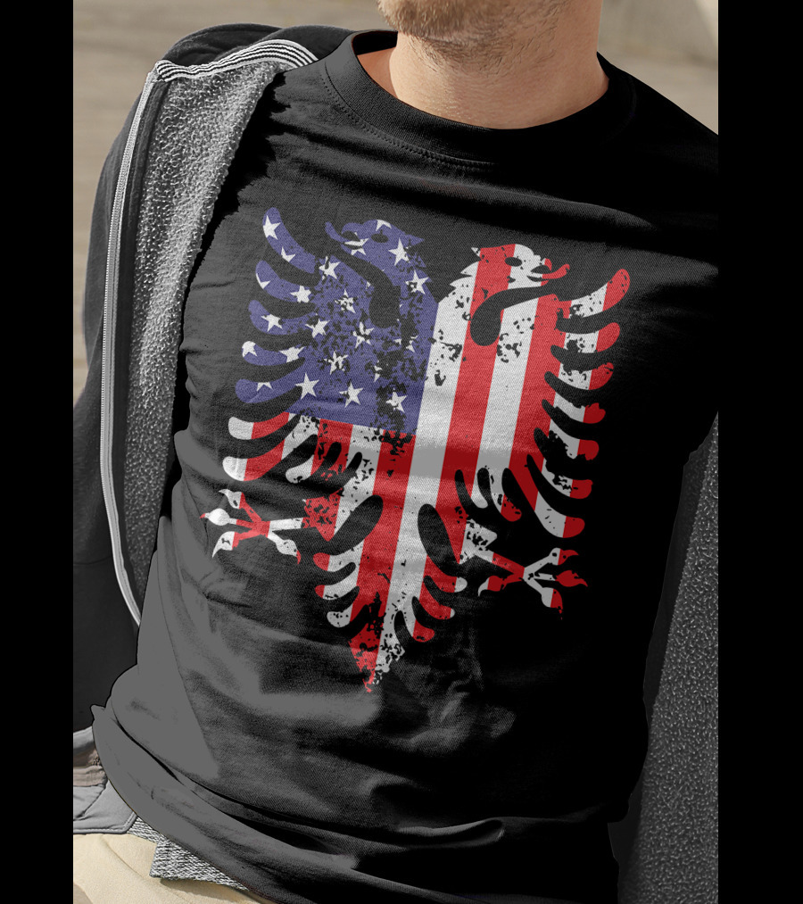 Albanian Eagle American Flag USA Albania Iconic T-Shirt