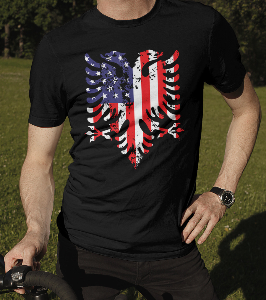 Albanian Eagle American Flag USA Albania Iconic T-Shirt