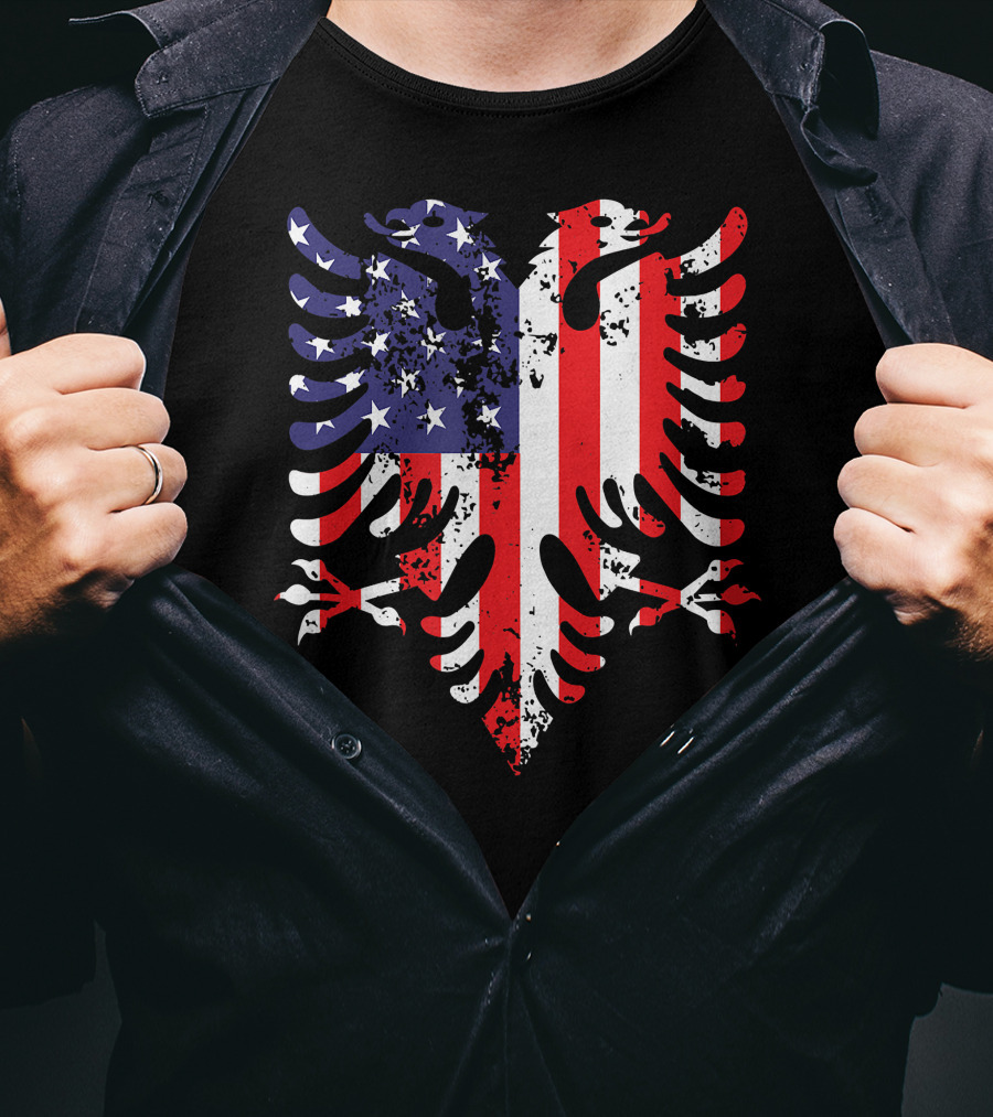 Albanian Eagle American Flag USA Albania Iconic T-Shirt