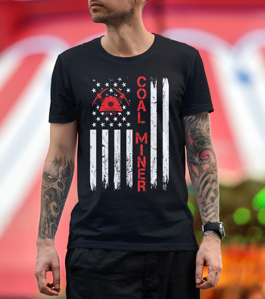 Coal Miner American USA Flag Tough Worker T-Shirt