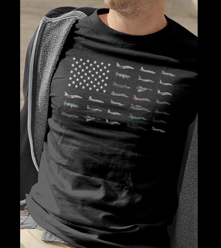American Flag Aircraft Aviation Military Airforce Jet Fighters T-Shirt