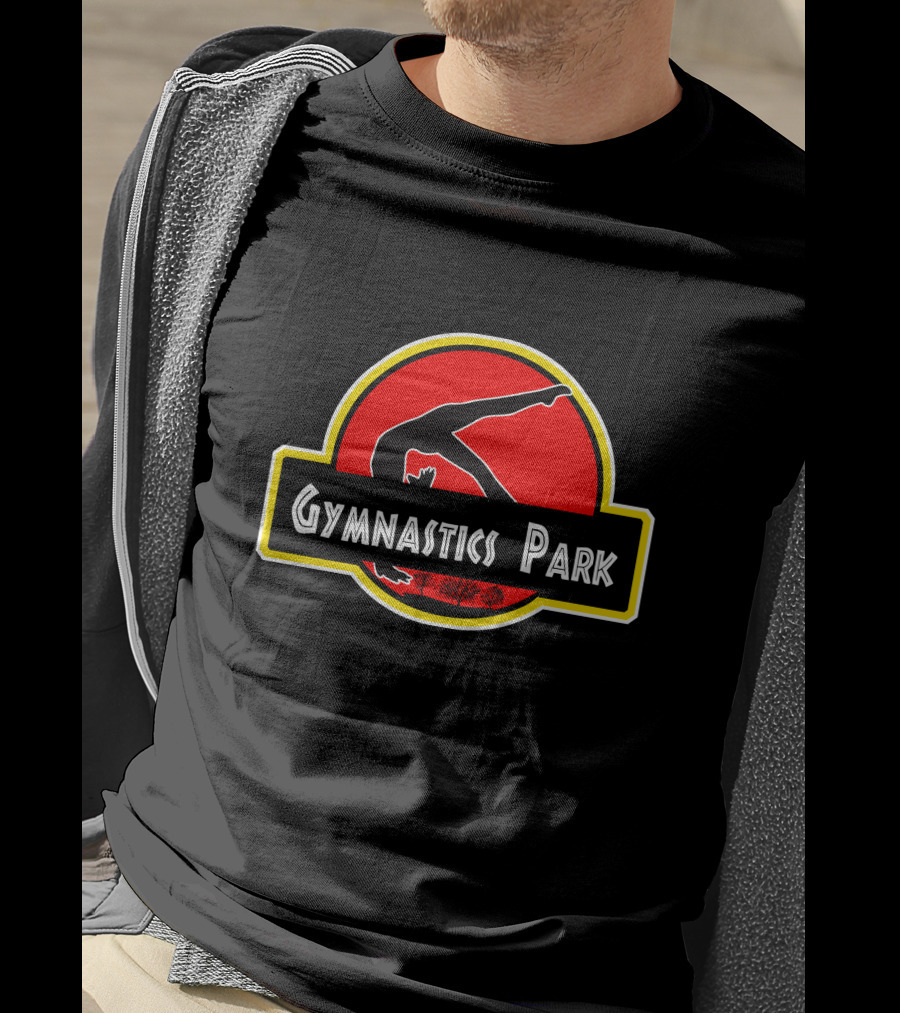 Gymnastics Park Dinosaur Silhouette Red Circle T-Shirt