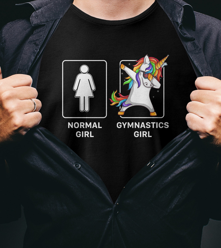 Normal Girl Gymnastics Girl Unicorn Dabbing T-Shirt
