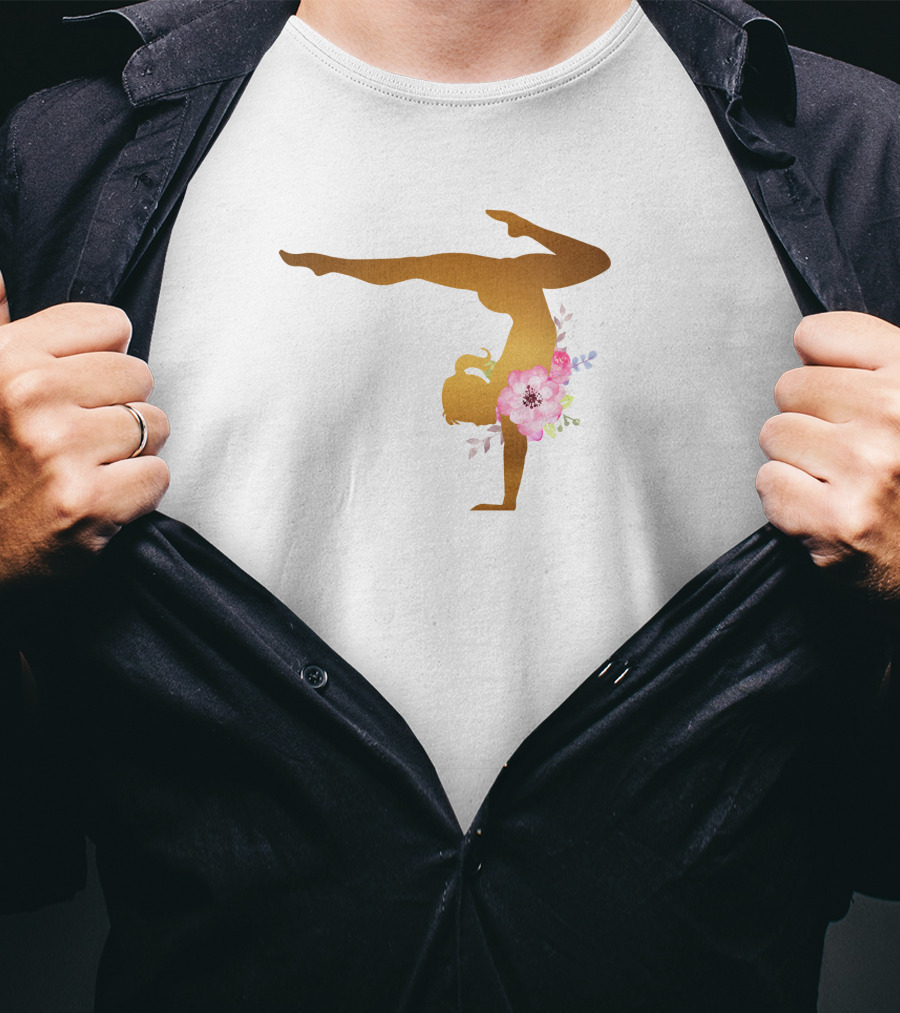 Gymnastics Floral Balance Artistry T-Shirt