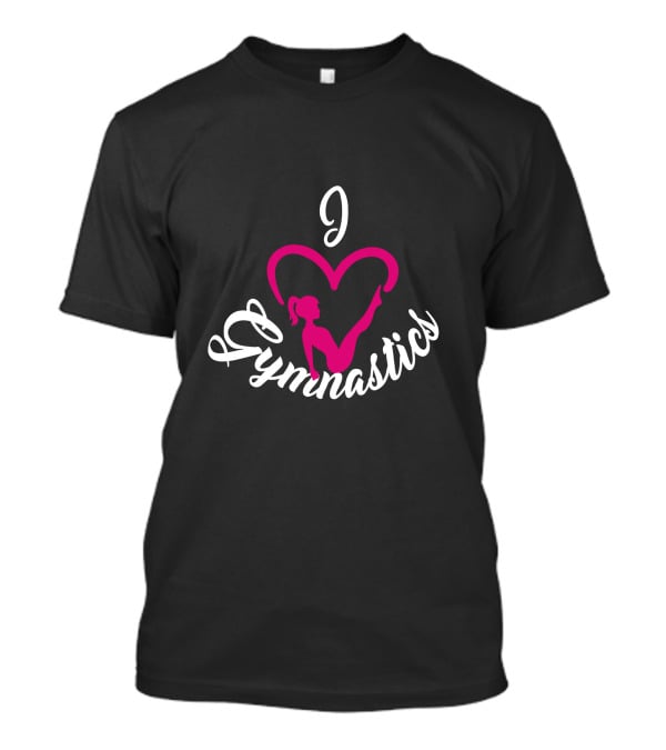 I Love Gymnastics Pink Heart T-Shirt
