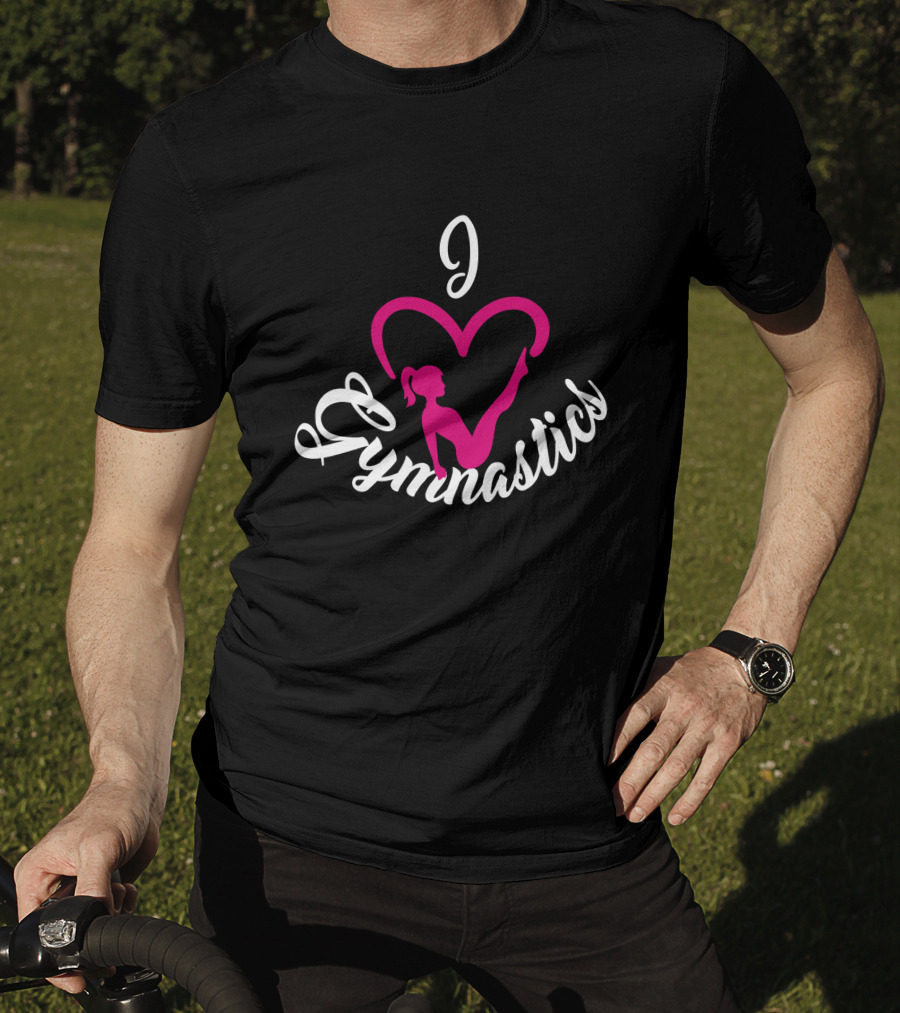 I Love Gymnastics Pink Heart T-Shirt