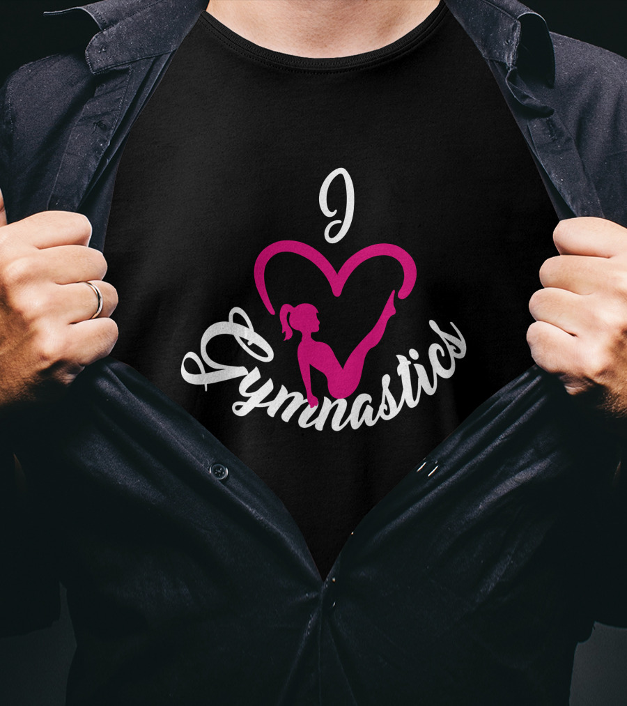 I Love Gymnastics Pink Heart T-Shirt