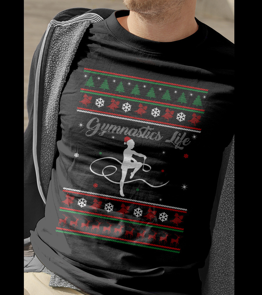 Gymnastics Life Christmas Santa Hat Holiday T-Shirt