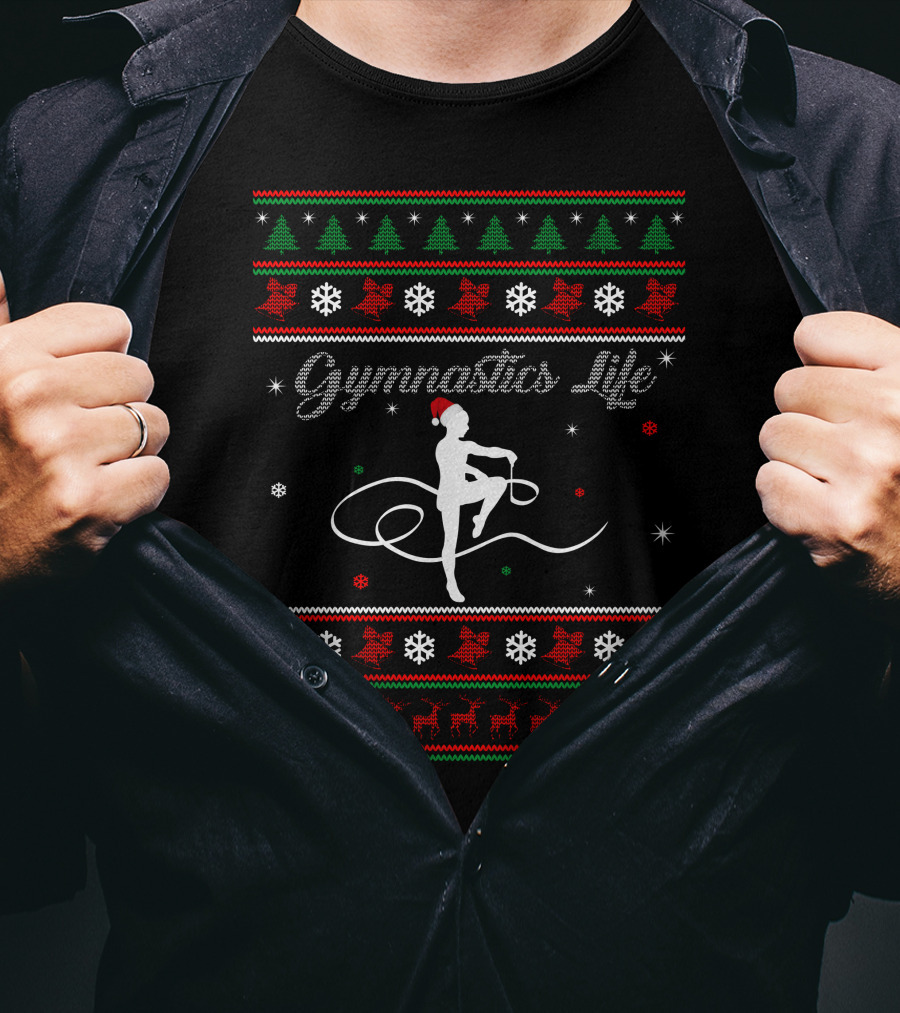 Gymnastics Life Christmas Santa Hat Holiday T-Shirt
