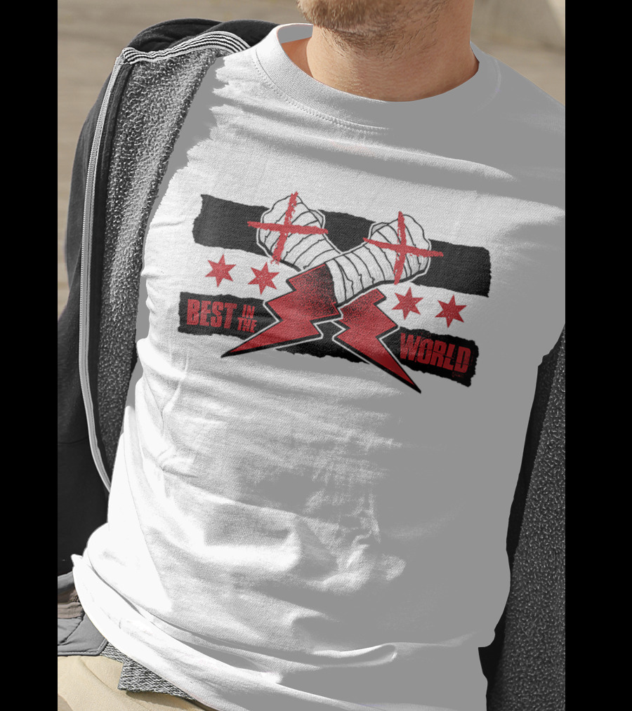 Best In The World CM Punk First AEW Gift Fists Stars Lightning Bolts T-Shirt
