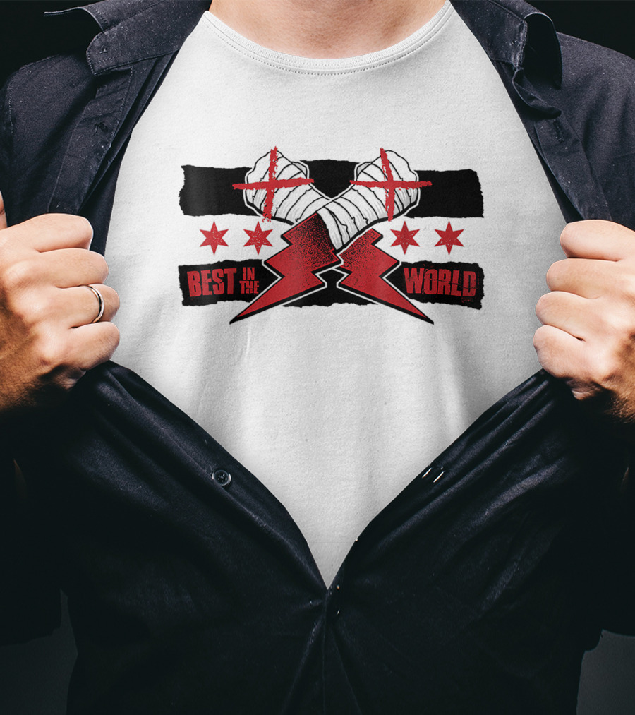 Best In The World CM Punk First AEW Gift Fists Stars Lightning Bolts T-Shirt