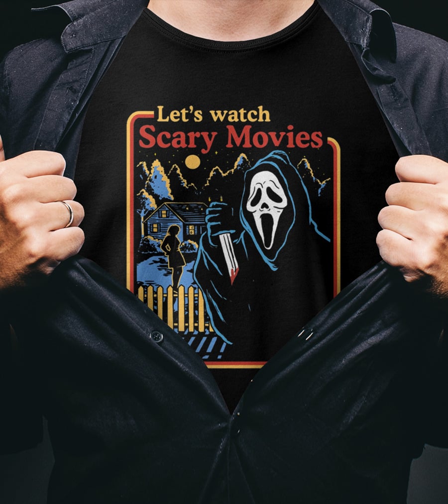 Let's Watch Scary Movies Scream Horror T-Shirt