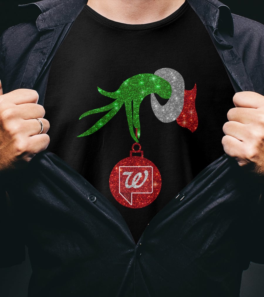Glittery Green Hand With Walgreens Ornament Christmas Image T-Shirt