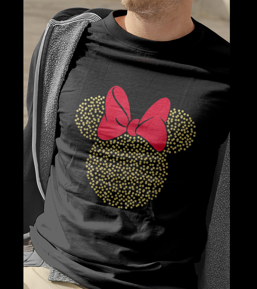 Disney Minnie Mouse Gold Dotted Icon With Red Bow T-Shirt
