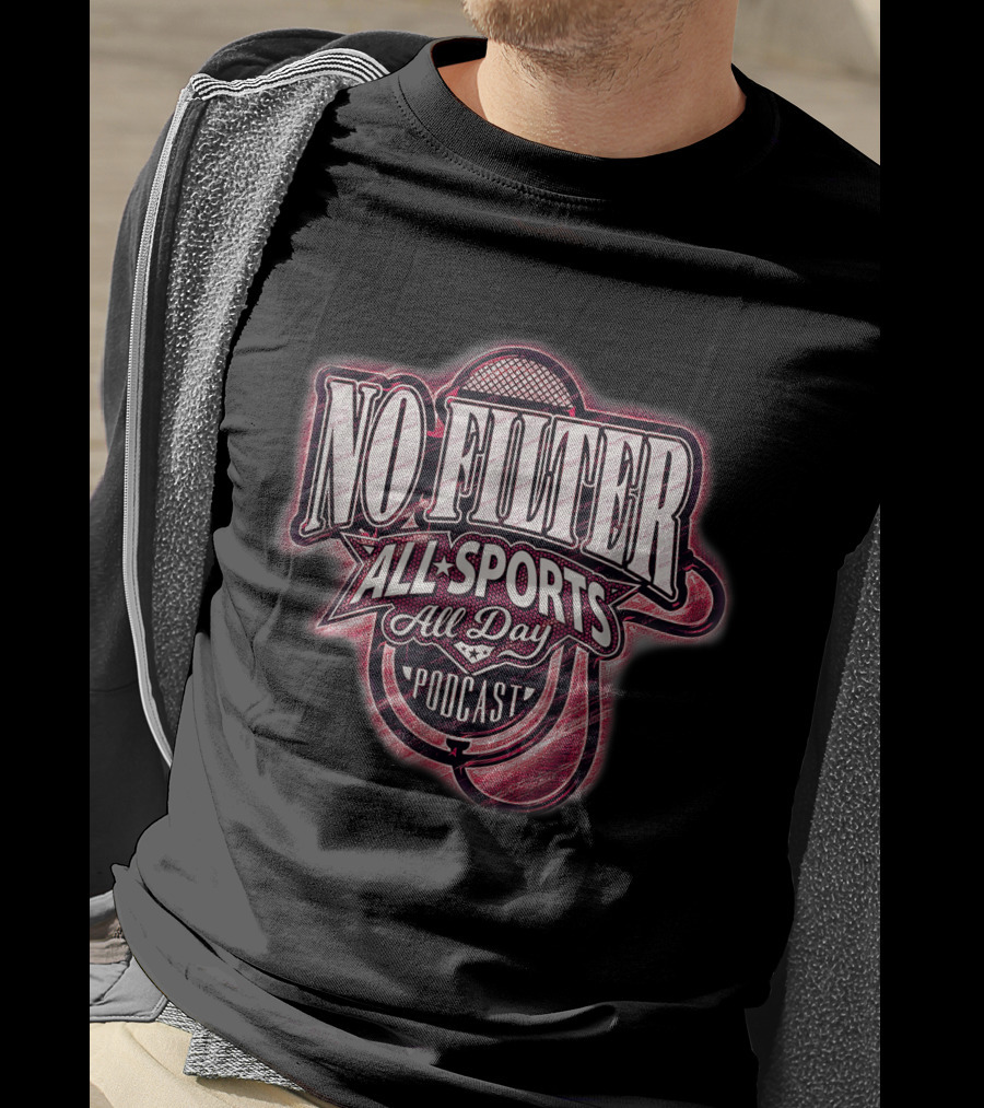 No Filter All Sports All Day Podcast Microphone Emblem T-Shirt
