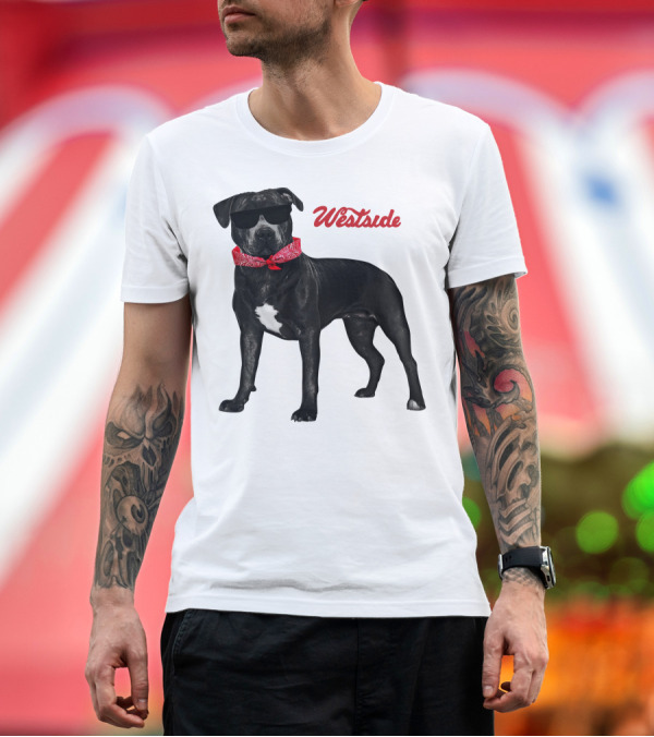 Premium T-Shirt: Westside Cool Dog with Sunglasses and Bandana T-Shirt Westside Cool Dog with Sunglasses and Bandana T-Shirt