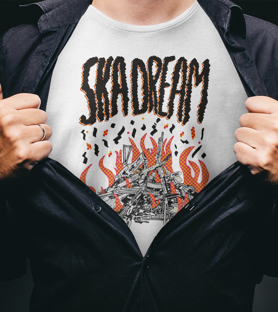 SKA DREAM Flames And Instruments Pile T-Shirt