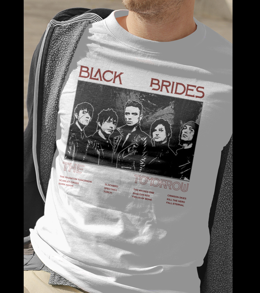 Black Veil Brides The Phantom Tomorrow Slackerbo Spectres Torch The Wicked One Shadows Rise Fields Of Bone Crimson Skies Kill The Hero Fall Eternal T-Shirt