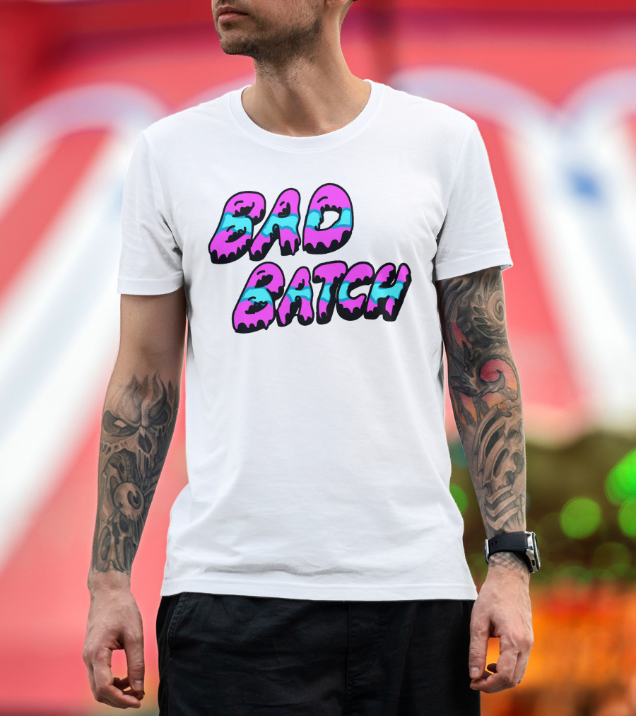 Bad Batch Dripping Pink and Blue Text T-Shirt