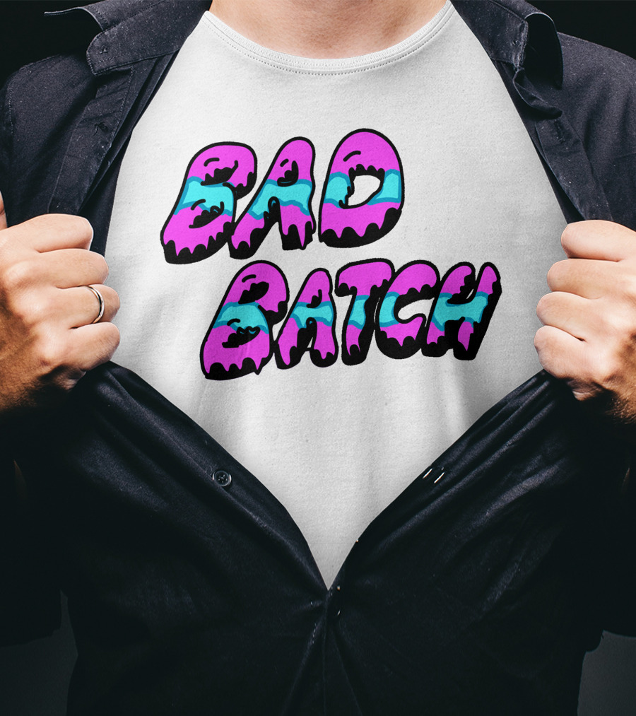 Bad Batch Dripping Pink And Blue Text T-Shirt