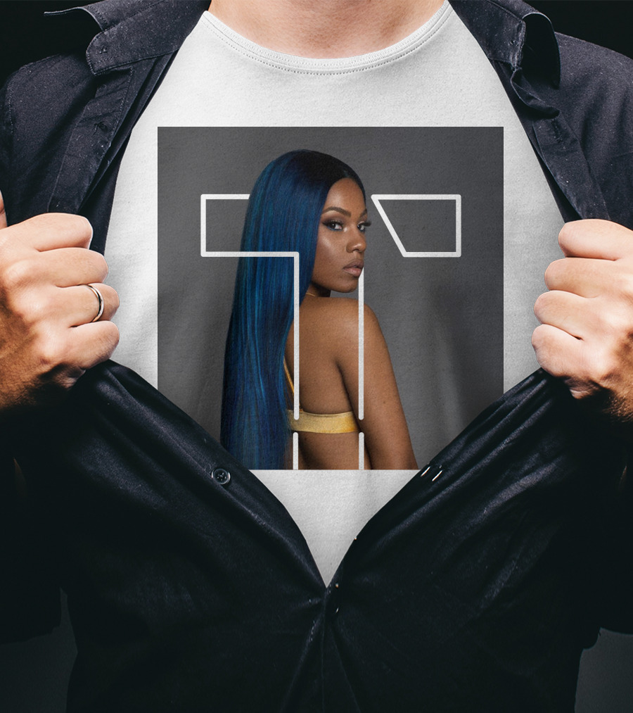 Terilisha T Silhouette Overlay With Blue Hair T-Shirt
