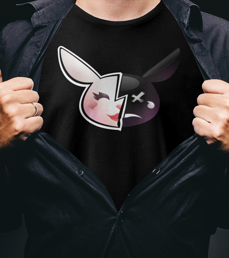 Trisha Paytas Merchandise Happy Sad Bunny Icon Split Face T-Shirt