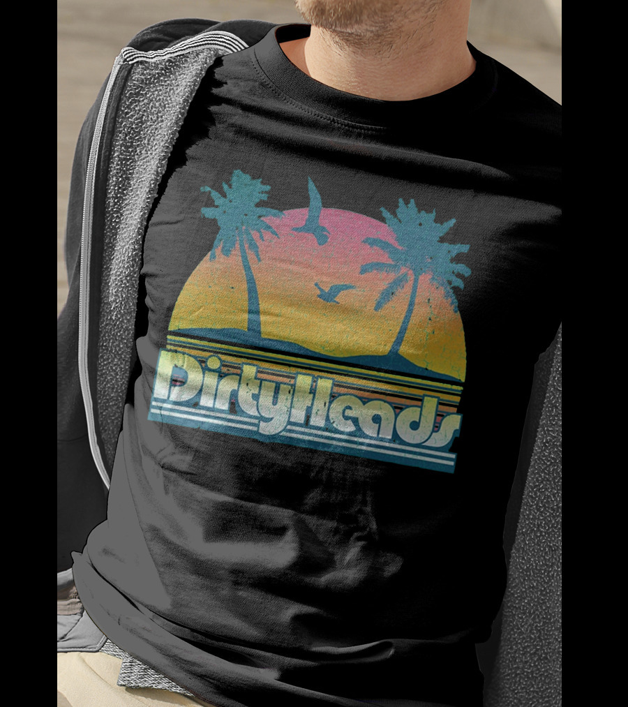 Dirty Heads Sunset Palm Trees And Birds T-Shirt