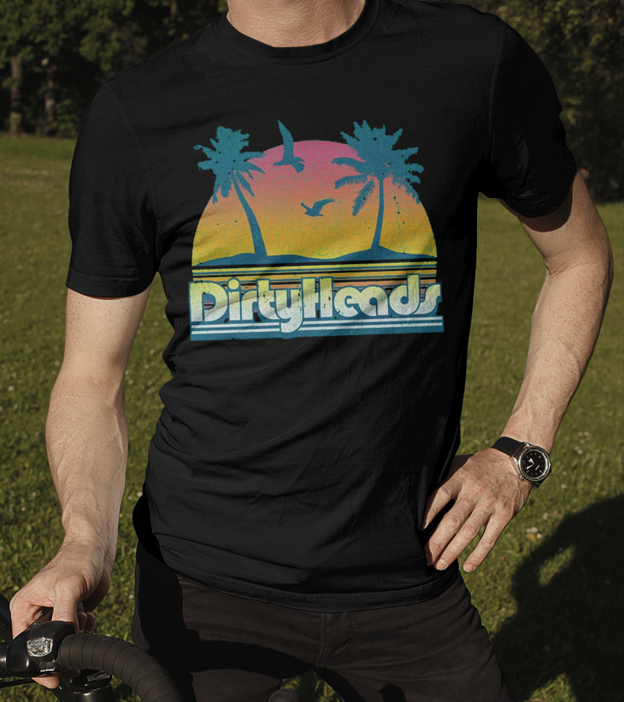 Dirty Heads Sunset Palm Trees And Birds T-Shirt