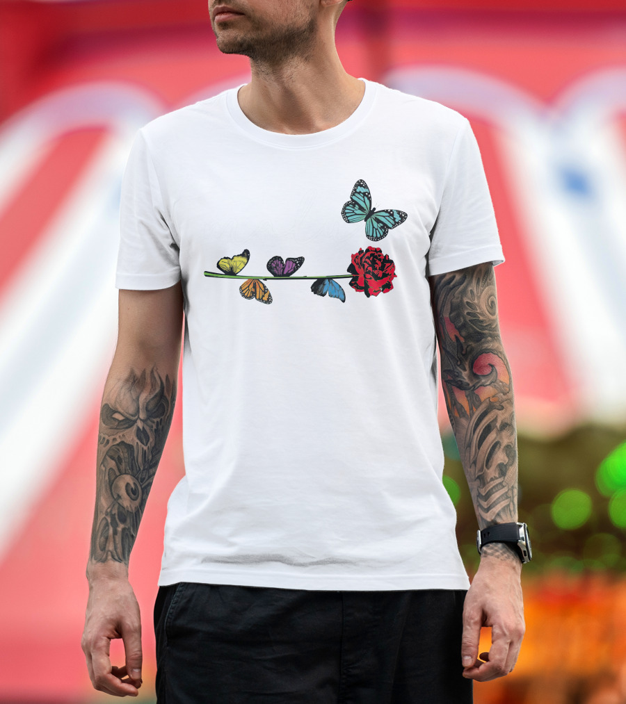 Malu Trevejo Butterflies and Rose T-Shirt