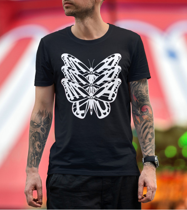 Premium T-Shirt: Malu Trevejo Triple Butterfly Merch T-Shirt Malu Trevejo Triple Butterfly Merch T-Shirt