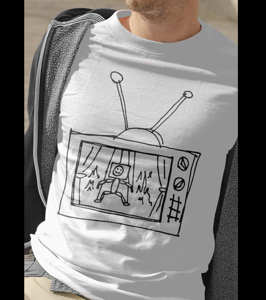 Night Lovell Television Antenna Drawing With Smiley Face And Curtains T-Shirt