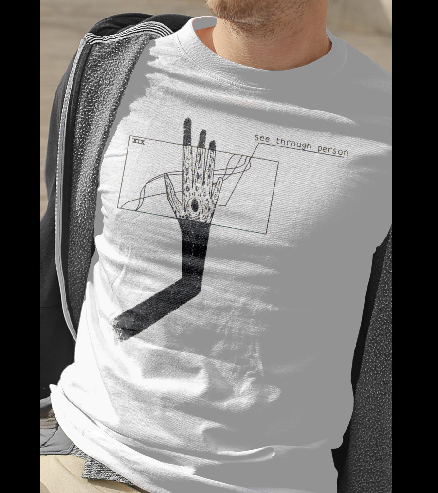 See Through Person Hand Illustration With Void Design And Abstract Lines T-Shirt