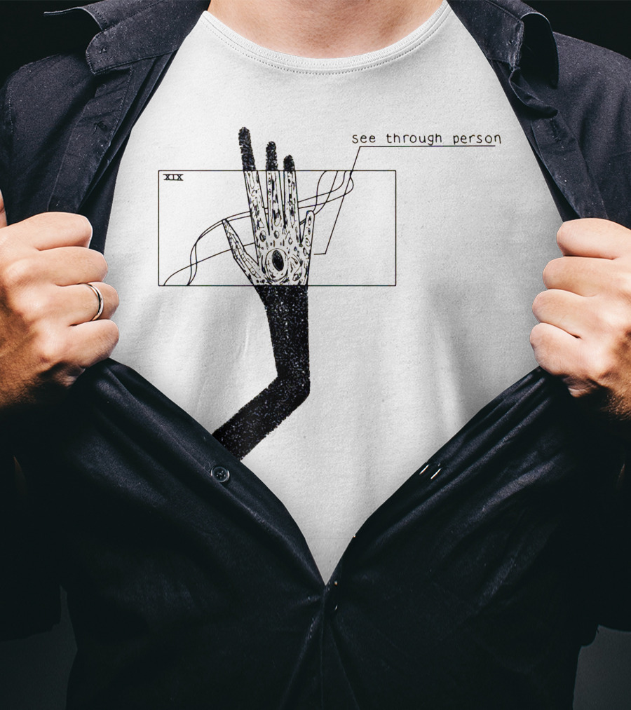 See Through Person Hand Illustration With Void Design And Abstract Lines T-Shirt