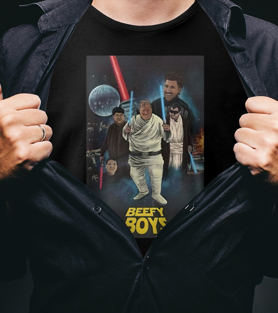 Beefy Boys Parody Featuring Jeff Wittek Characters Lightsabers T-Shirt