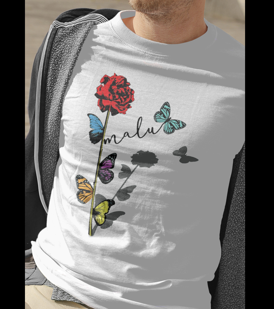 Malu Red Rose Butterflies T-Shirt
