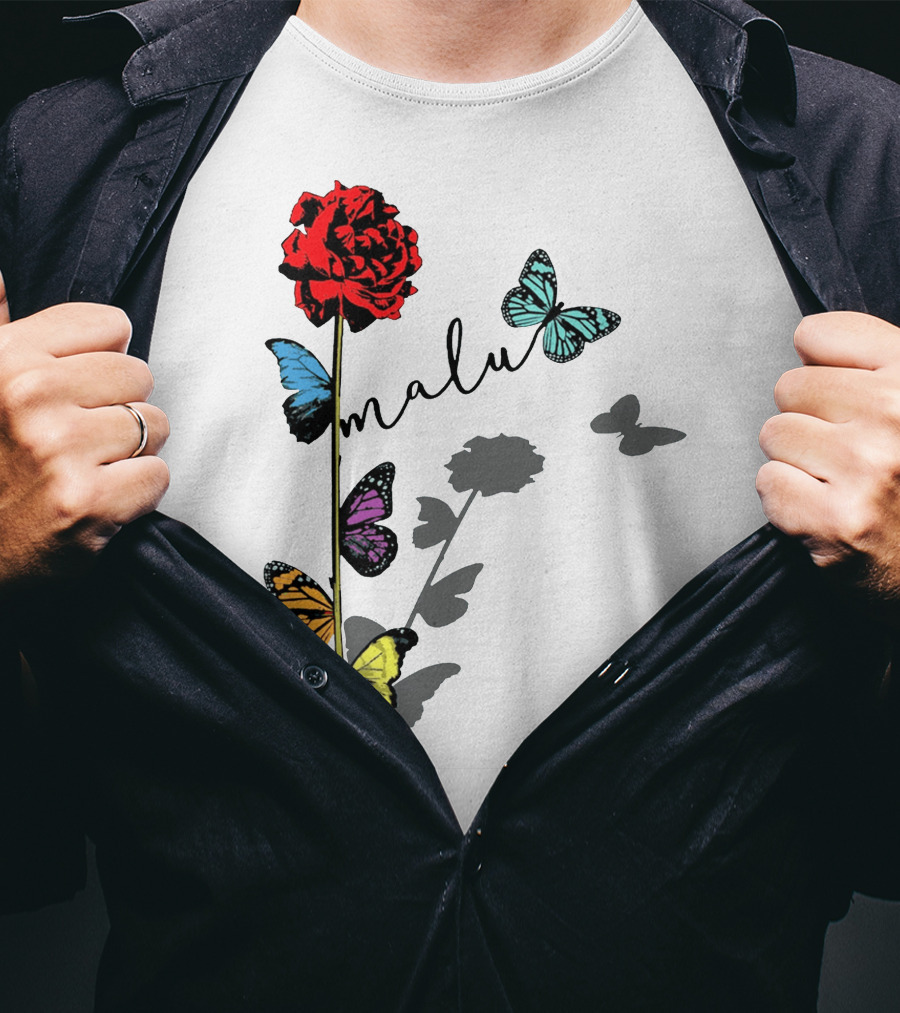Malu Red Rose Butterflies T-Shirt