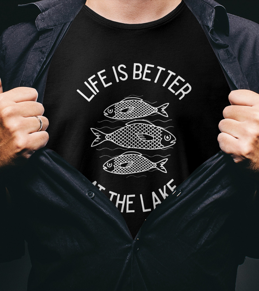 Life Is Better At The Lake With Fish Motif T-Shirt