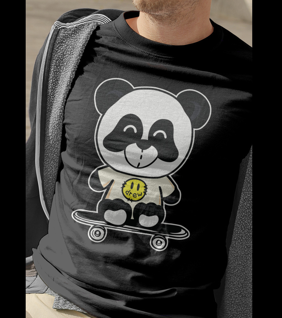 Drew House Panda Bear On Skateboard T-Shirt