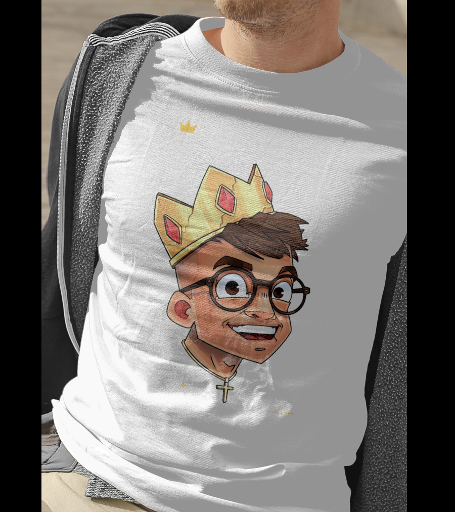 Joe Woe Thirt Crowned Cartoon With Glasses And Cross Necklace T-Shirt